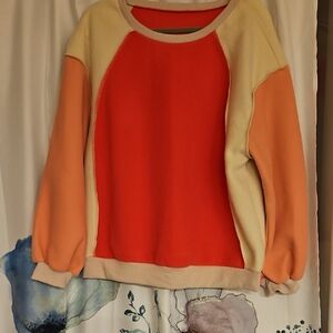 New SHEIN Bright Pink and Beige Colorblock Top